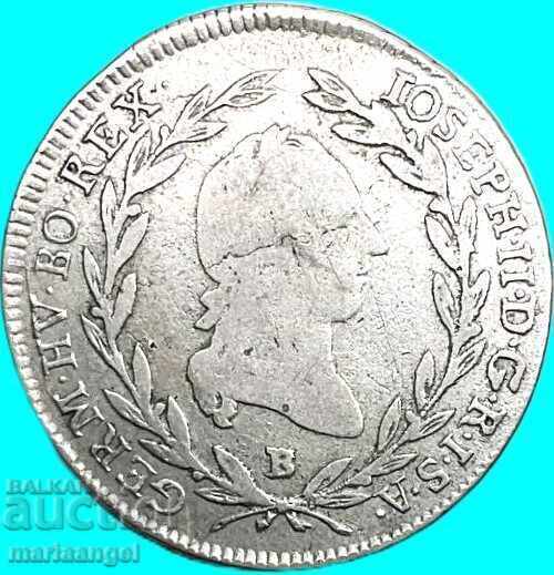 Livrarea 10 kreĭtsari 1790 Austria B-Kremnitz Iosif II 1780-1790 rari