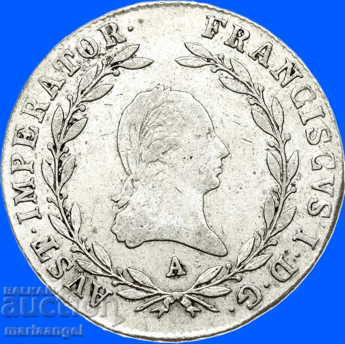 Licitație 20 kreĭtseri 1807 Austria A - Viena argint - rar!