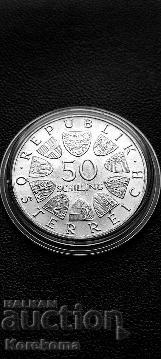50 Австр. Шилинга 1967г. Сребро от 1ц.БЗЦ. Чети описанието! с цена 0.01 €