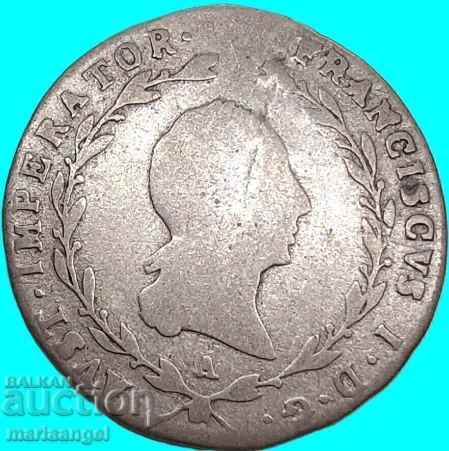 Austria 5 Kreuzer 1820 A - Viena Francis argint - rar cu preț € 13.60 | 26.60 BGN