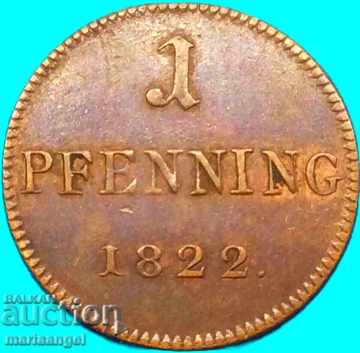 Livrarea 1 pfennig 1822 Frankfurt Germania - rar