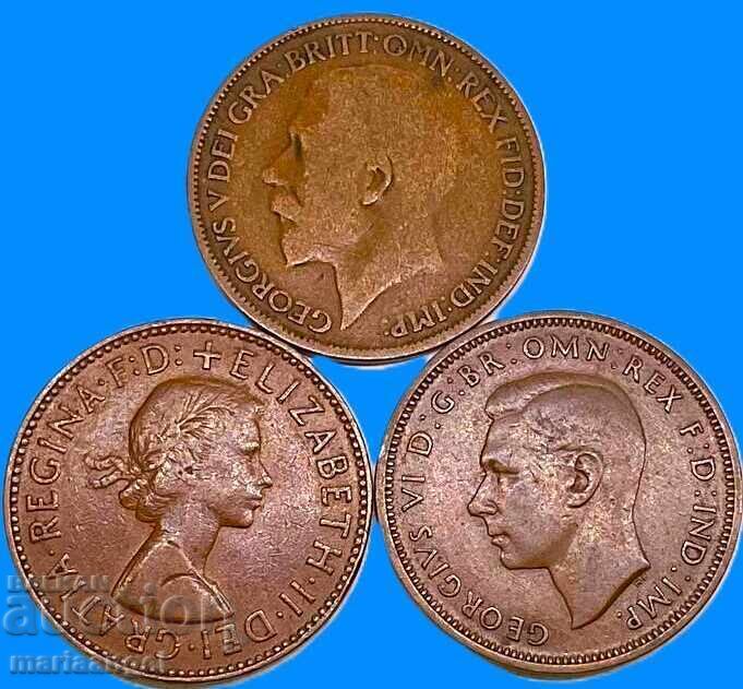 Аукцион 1/2 пени Великобритания 1912,46,51 Джордж V+VI+Елизавета II
