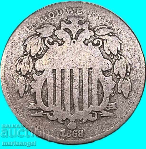 USA 5 Cents 1868 SHIELD Nickel 2 with price € 18.00 | 35.21 BGN
