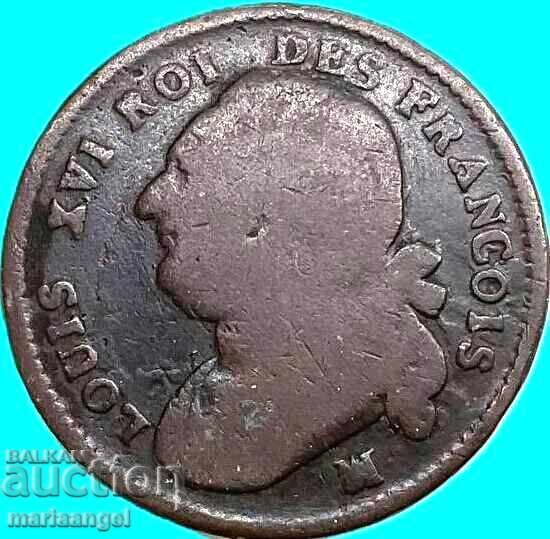 Γαλλία 1792 12 Δηνιέ M-Μασσαλία Λουδοβίκος XVI 30mm Χάλκινο - 5 Γαλλία 1792 12 Δηνιέ M-Μασσαλία Λουδοβίκος XVI 30mm Χάλκινο - 5
