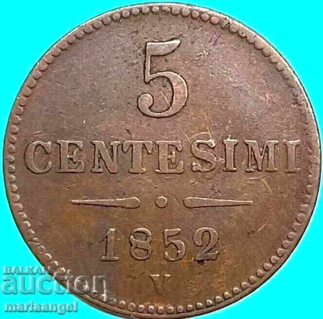 Ломбардия Венеция 5 чентесими 1852 V Австрия за Италия - 5