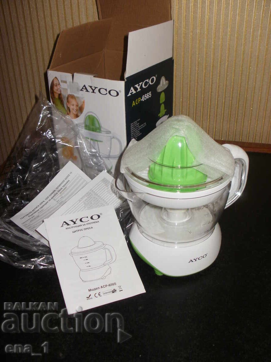 Delivery of Ayco ACP-6565 electric citrus juicer in white and green