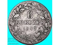 6 кройцера 1842 Германия Вюртемберг 243 122 бр минтаж