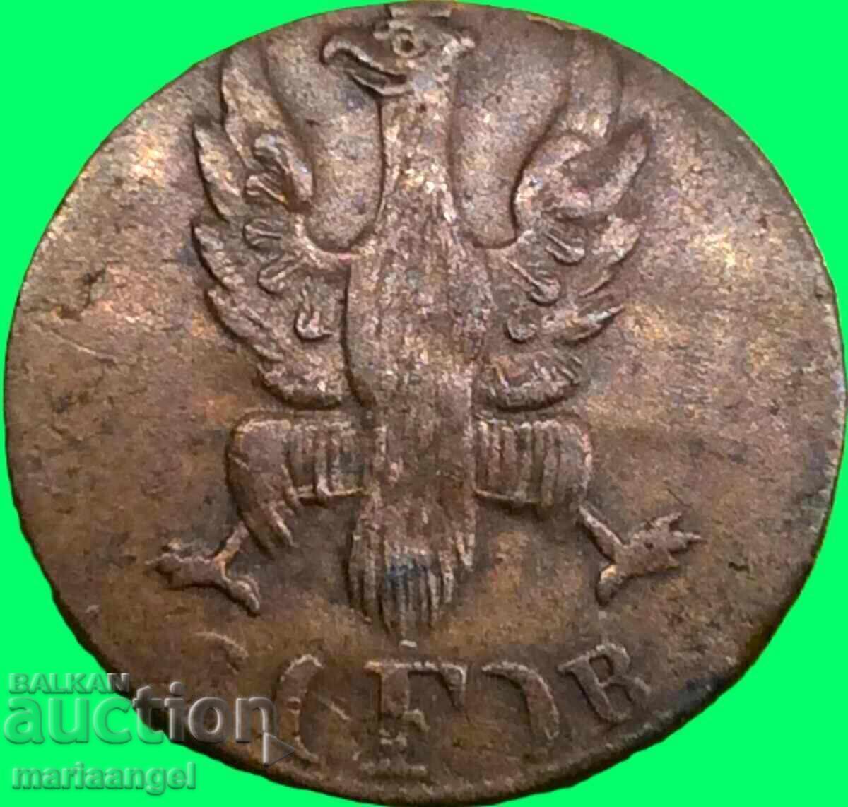 Аукцион 1 хелер 1821 Франкфурт Германия Орел бронз