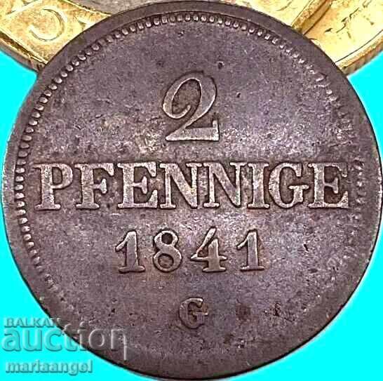 Saxony 2 Pfennig 1841 Germany G - Allretburg - quite rare with price 11.94 €