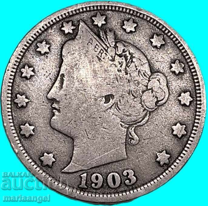 US 5 Cent 1903 Liberty - 5