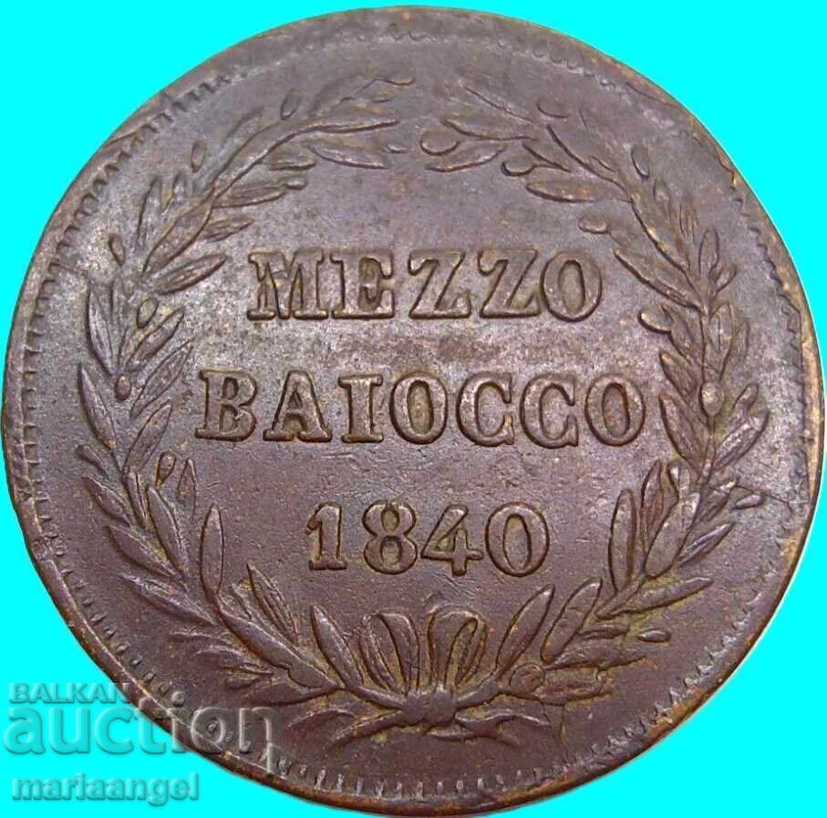 Аукцион мецо байоко 1/2 1840 Ватикан Григорий XVI 30мм