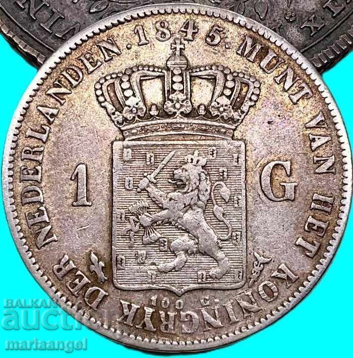 Δημοπρασία Κάτω Χώρες 1 Gulden 1845 Willem II ασήμι