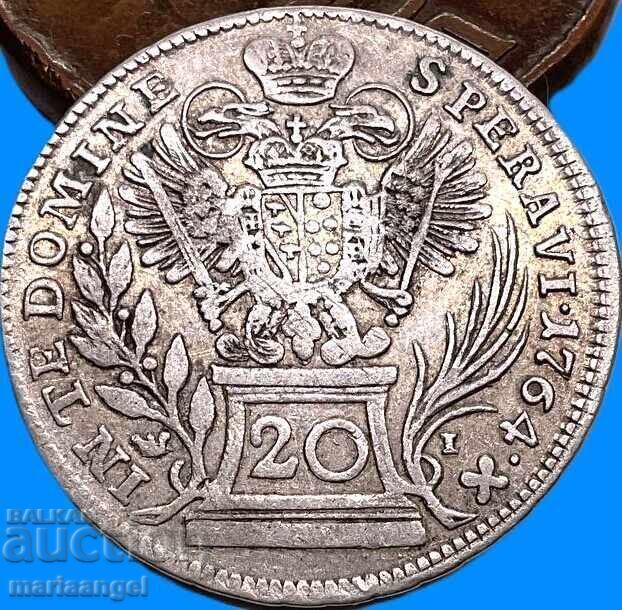 Австрия 20 кройцера 1764 Франц Стефан сребро - RARE с цена 59.90 €
