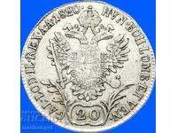 20 кройцера 1820 Австрия А - Вена Франциск сребро