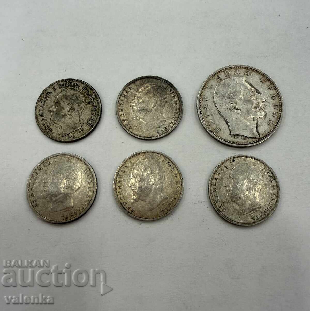 6 Редки български монети сребро 50 ст. 1891, 1912 и 1 динар - 5