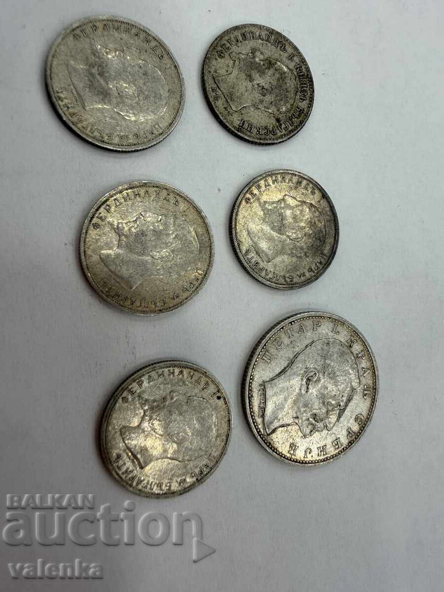 6 Редки български монети сребро 50 ст. 1891, 1912 и 1 динар - 7