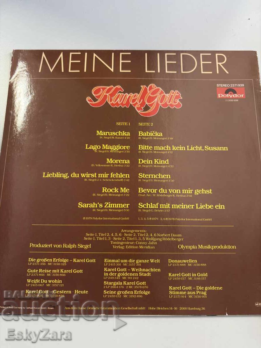 Delivery of Vinyl record Karel Gott – "Meine Lieder" (Polydor 1979)