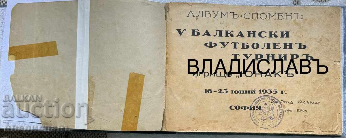 Licitație Program și insignă de fotbal al V-lea Turneu Balcanic de Fotbal 1935