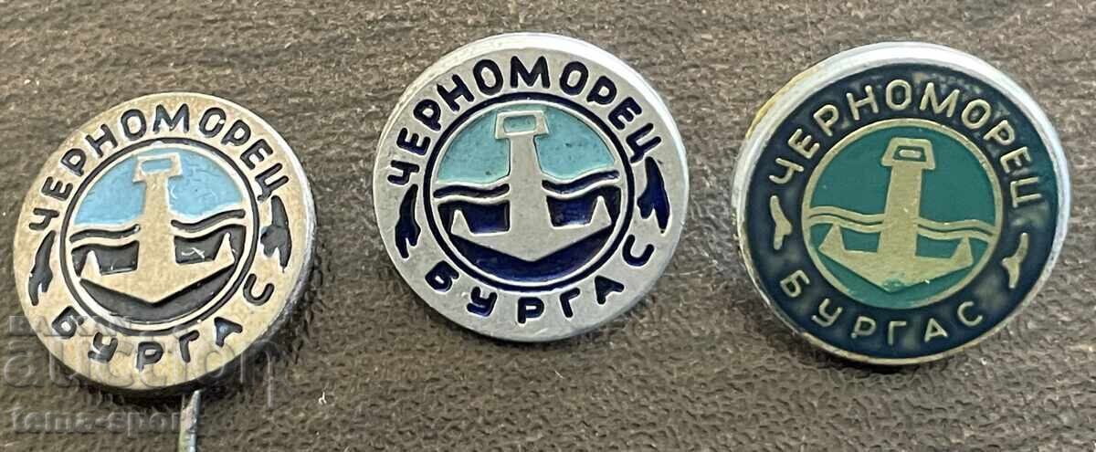 2611 България 3 знака футболен клуб Черноморец Бургас с цена 15.00 €