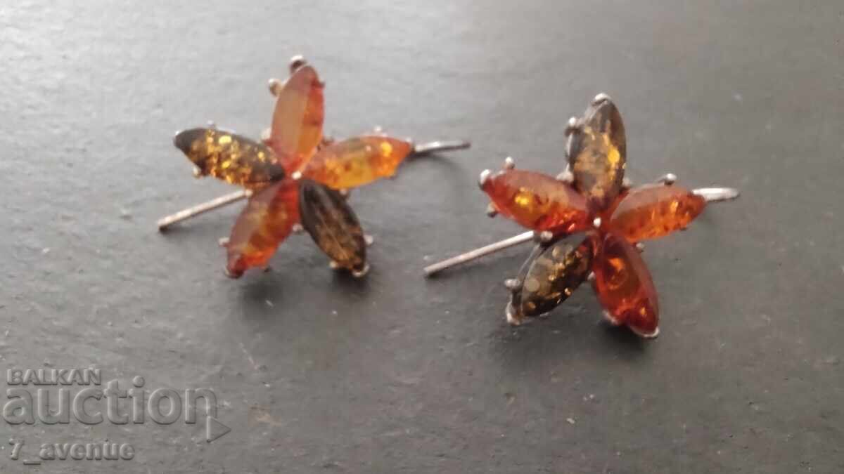Auction Silver earrings 800 silver, amber Auction Silver earrings 800 silver, amber