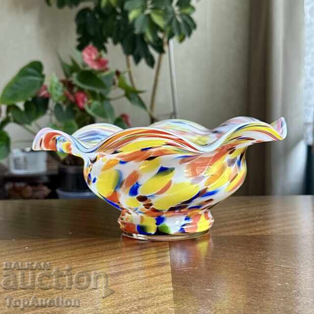 Auction  Retro fruit bowl colored blown glass Murano / Murano style