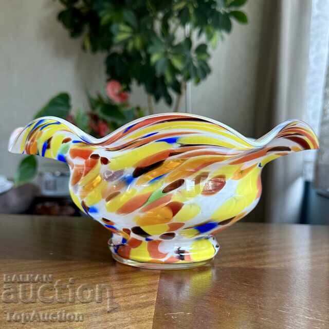 Retro fruit bowl colored blown glass Murano / Murano style