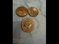 3× 1 лев монети 1976 Априлско въстание 100 години UNC