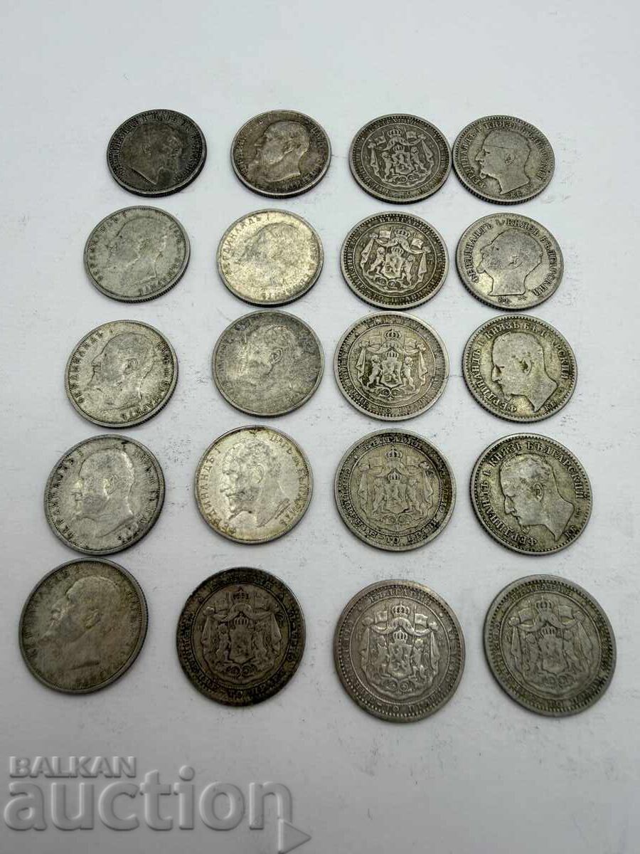 Лот 20 сребърни монети рядка 1910 г. 50 стотинки (1883–1913) - 7