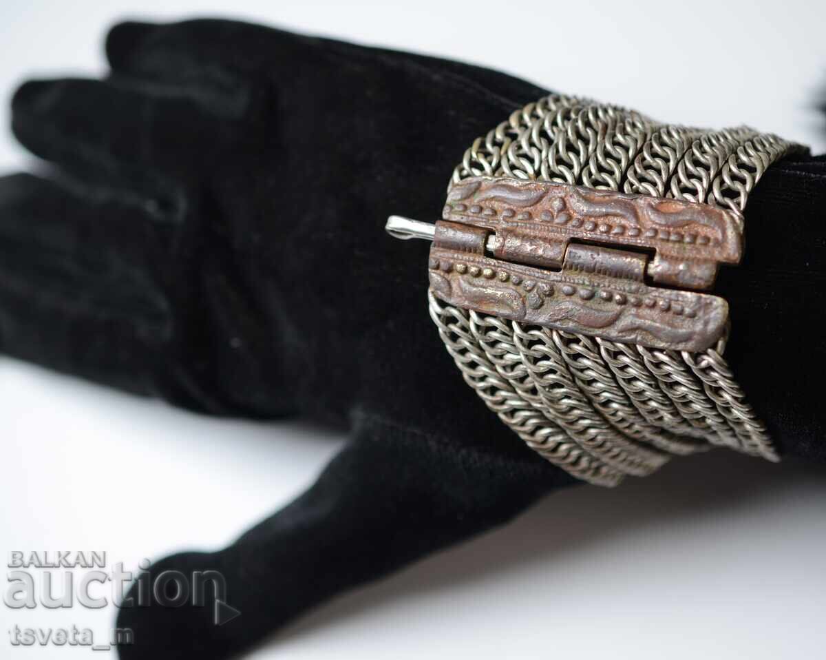 Revival period silver chain bracelet 19th century folk costume