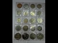 20 юбилейни никелови монети на НРБ 1,2 и 5 лева от класьор