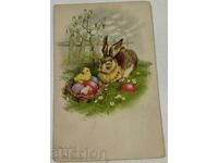 OLD EASTER LITHOGRAPH POSTCARD EASTER BUNNY