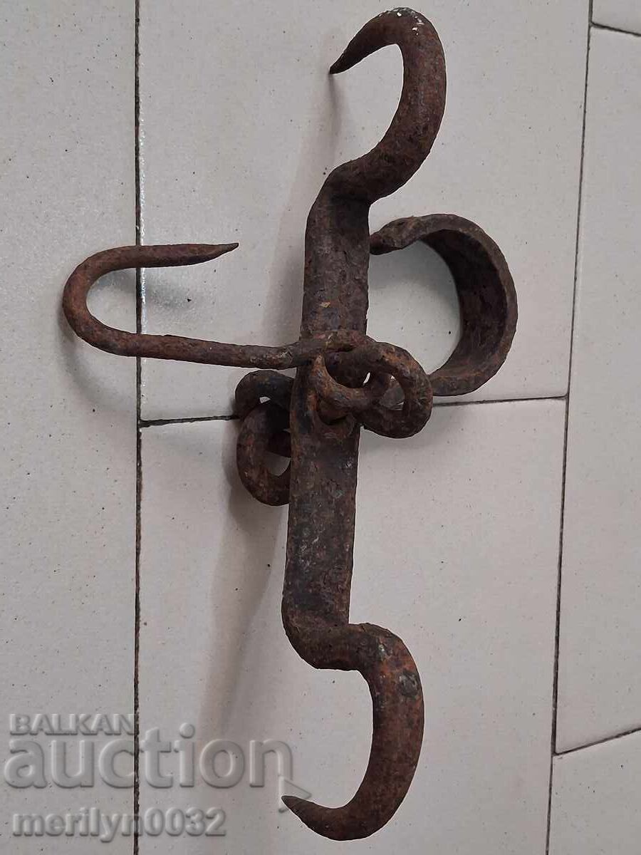 Γάντζος από σφυρήλατο σίδερο αντίκες, διπλός γάντζος - 7