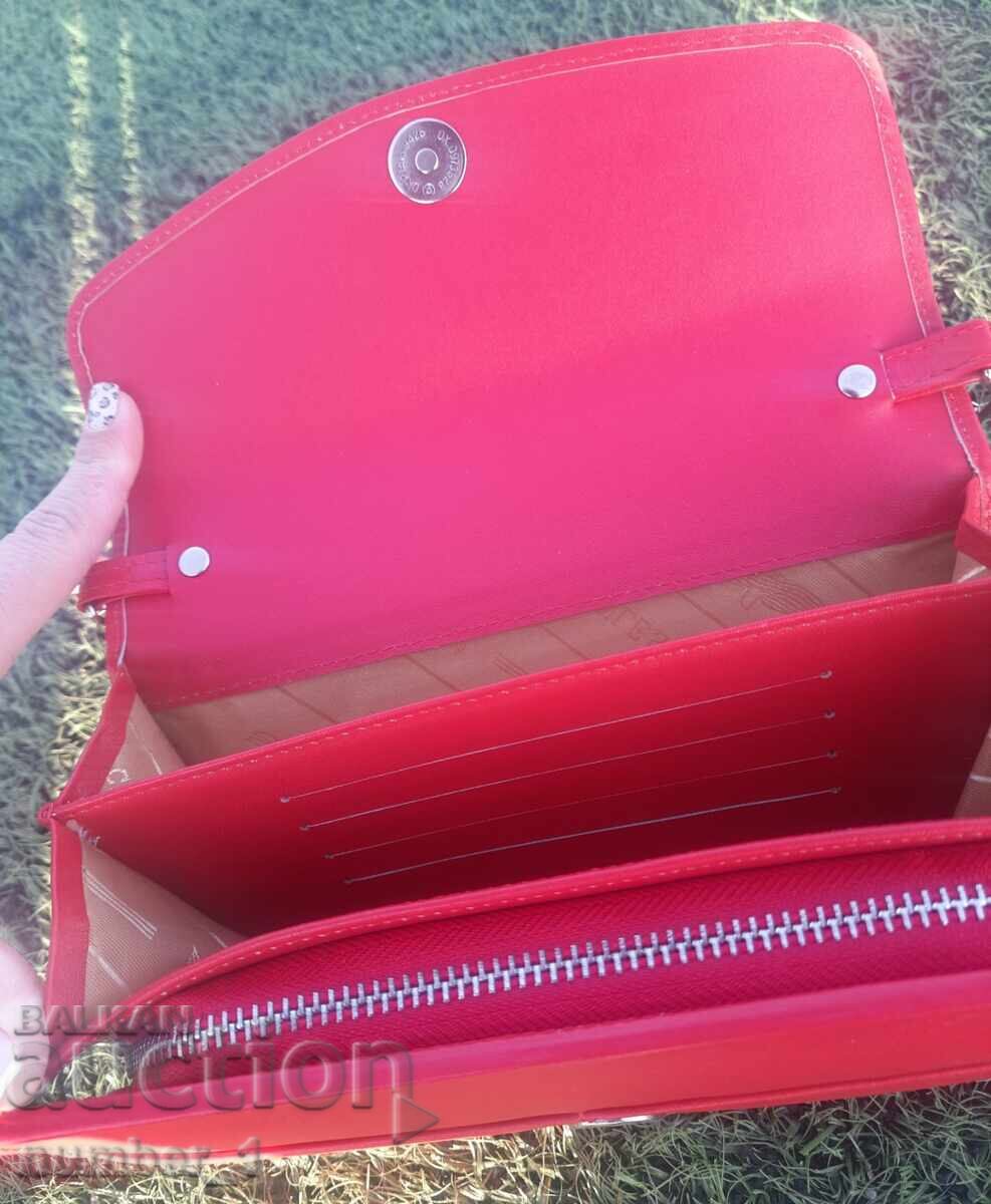 Ροζ τσάντα clutch από γνήσιο δέρμα κροκόδειλου με πιστοποιητικό με τιμή 95.00 €