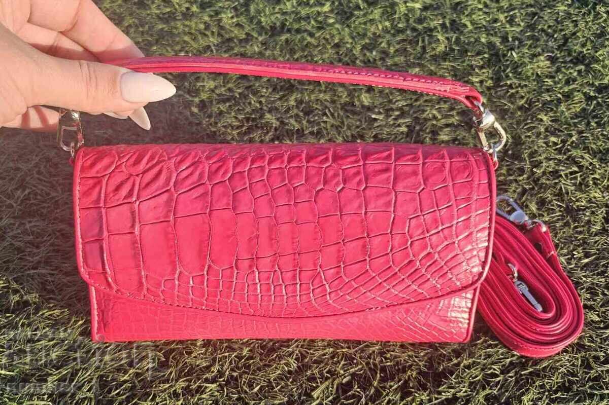 Δημοπρασία Ροζ τσάντα clutch από γνήσιο δέρμα κροκόδειλου με πιστοποιητικό