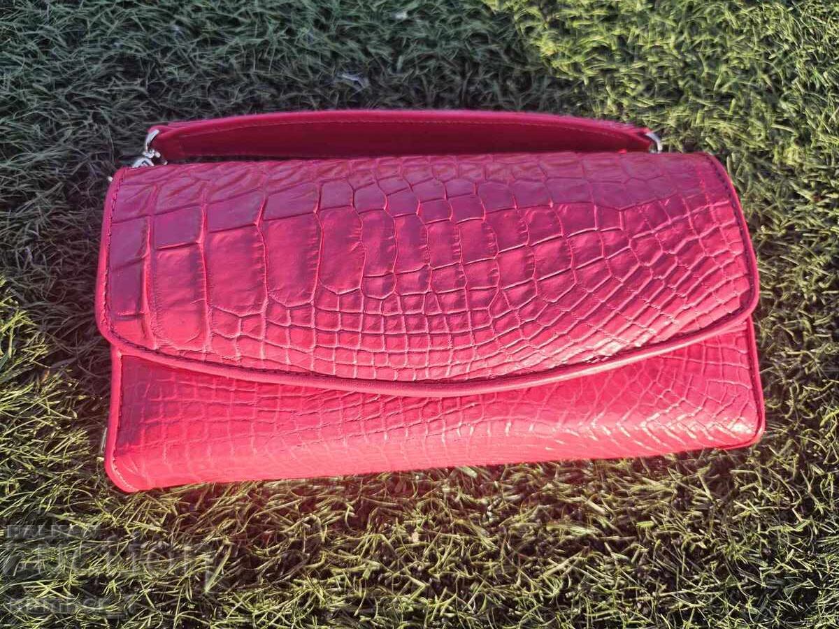 Ροζ τσάντα clutch από γνήσιο δέρμα κροκόδειλου με πιστοποιητικό - 5