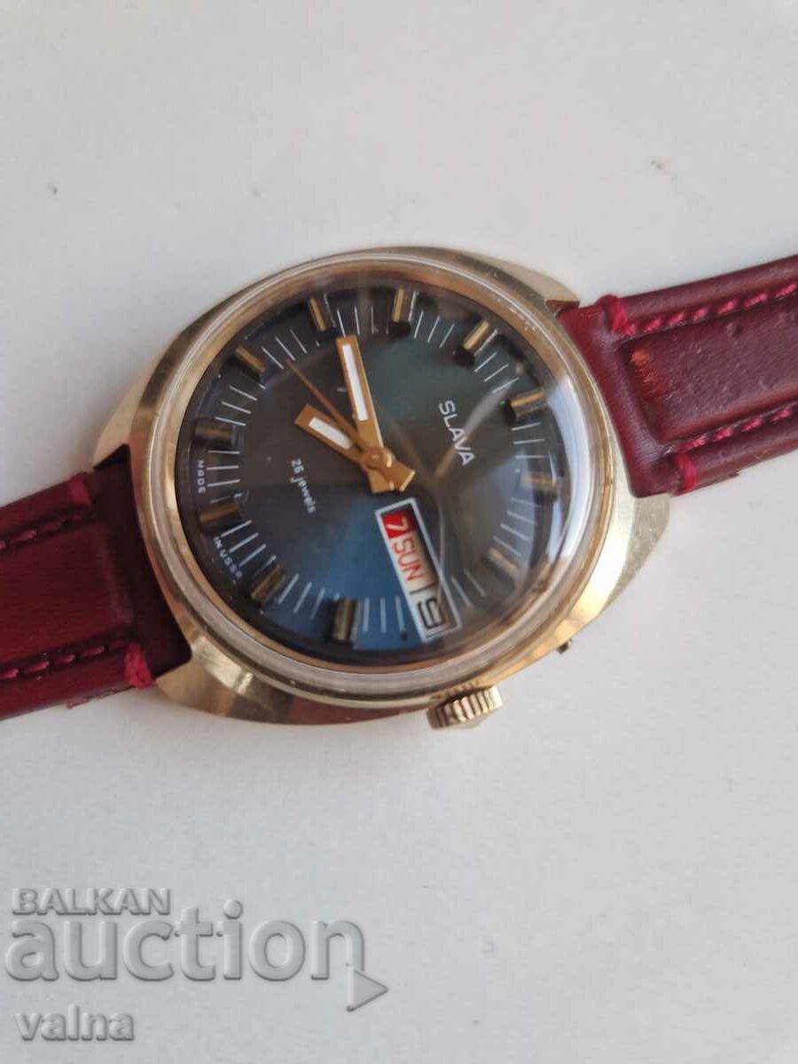 SLAVA cal. 2428, 26 rubine URSS, 2428, carcasă 37mm, Au 5, TOP! cu preț 80.00 €