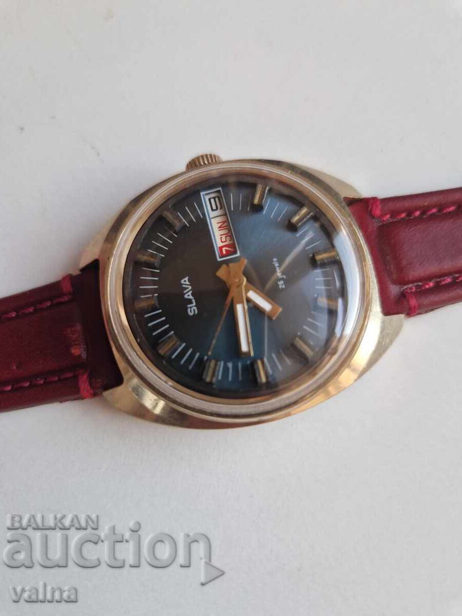Licitație SLAVA cal. 2428, 26 rubine URSS, 2428, carcasă 37mm, Au 5, TOP!