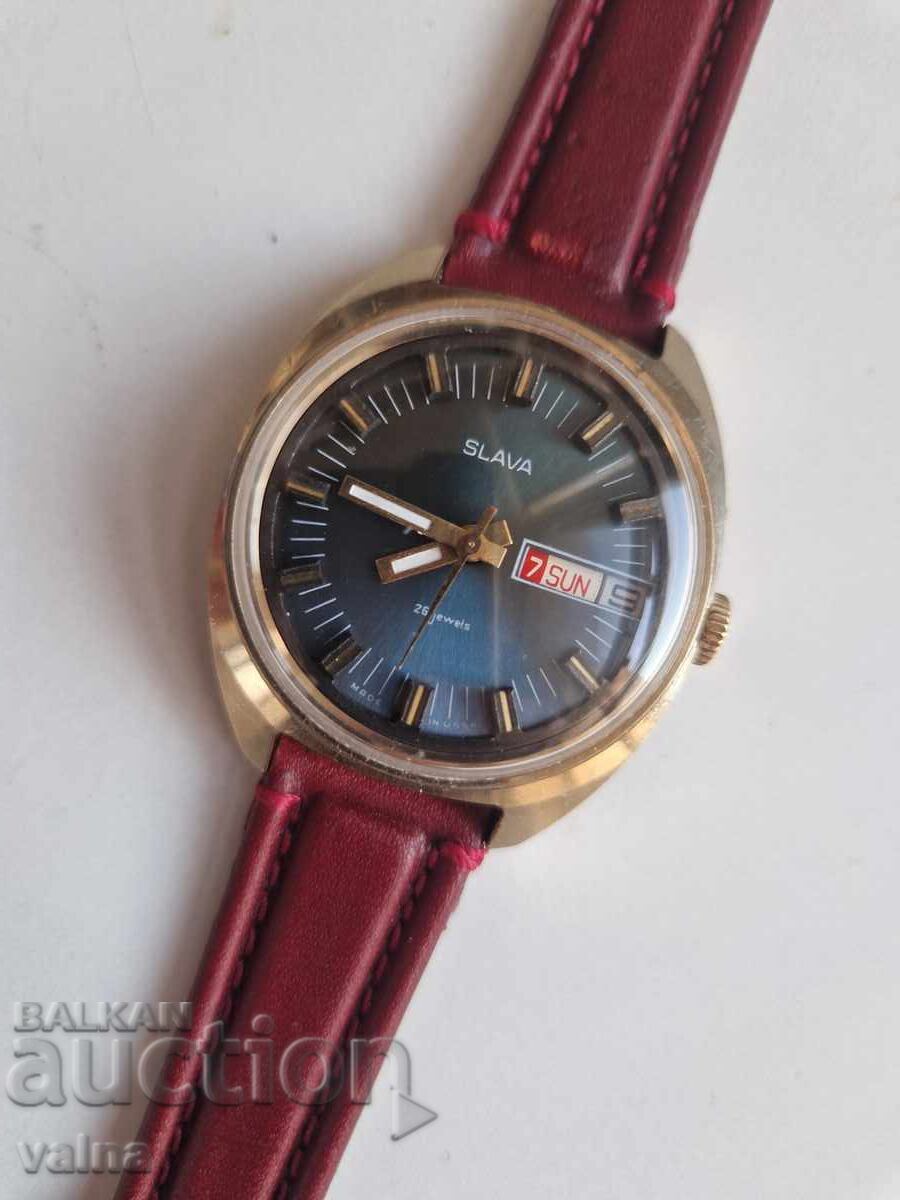 SLAVA cal. 2428, 26 rubine URSS, 2428, carcasă 37mm, Au 5, TOP!