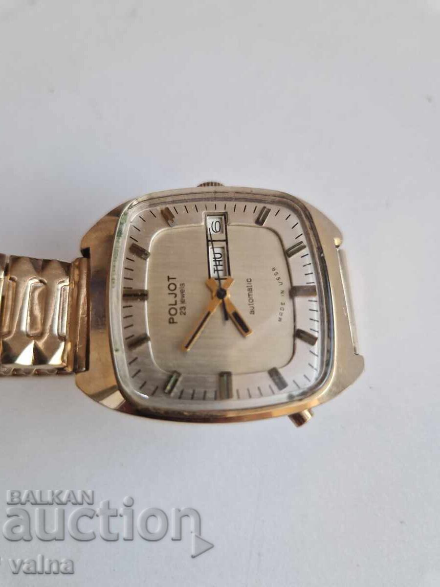 Auction  POLJOT, 23 jewels, automatic, cal 2627.2H, case 35x40mm! USSR
