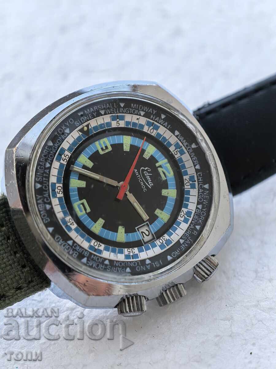 EDMA CHRONOGRAPH SWISS MADE РЯДЪК РАБОТИ БЕЗ ГАРАНЦИЯ БЗЦ !! - 5