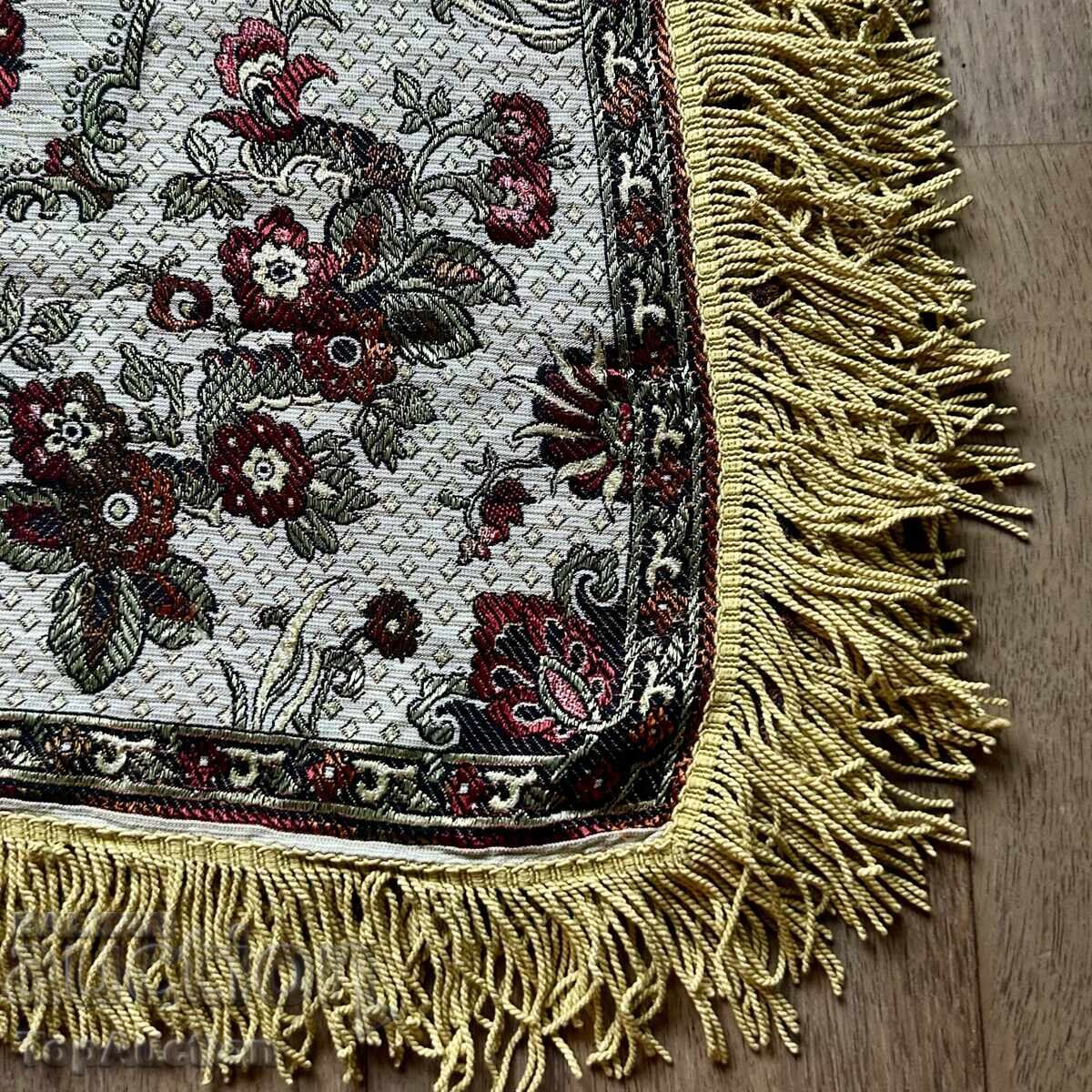 Vintage ζακάρ τραπεζομάντιλο με κρόσσια 140x150 εκ