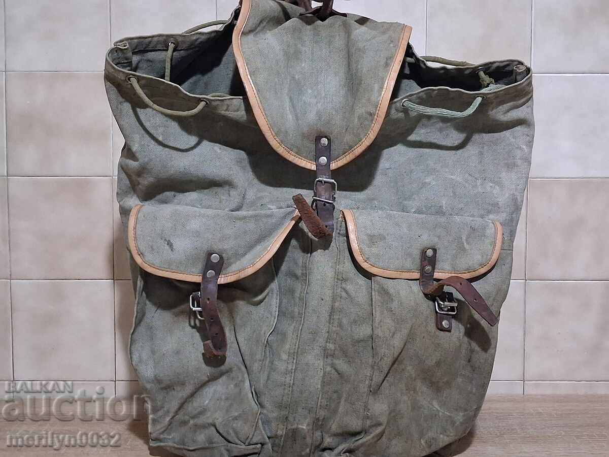 Canvas backpack tourist bag sack - 6