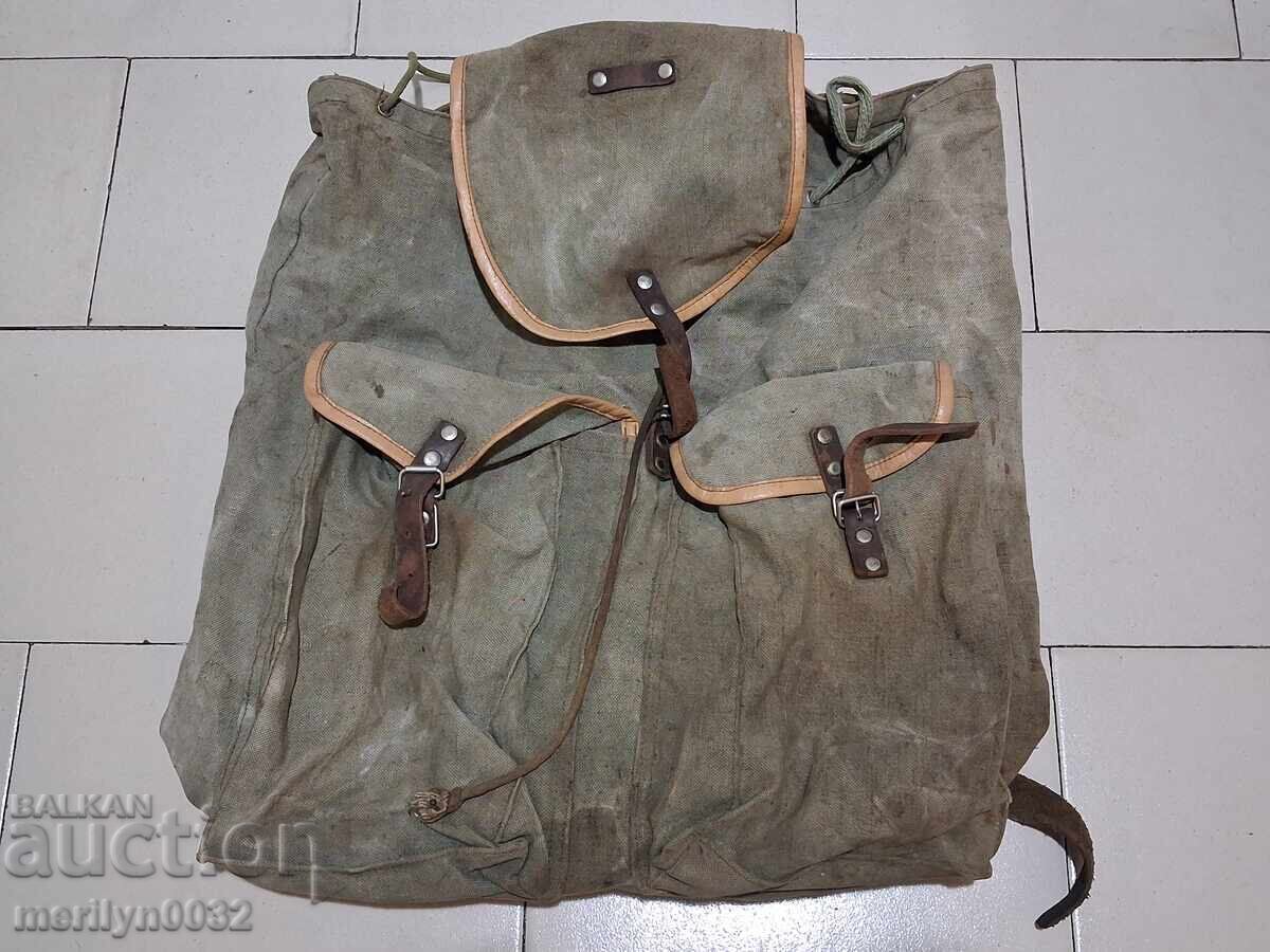 Canvas backpack tourist bag sack