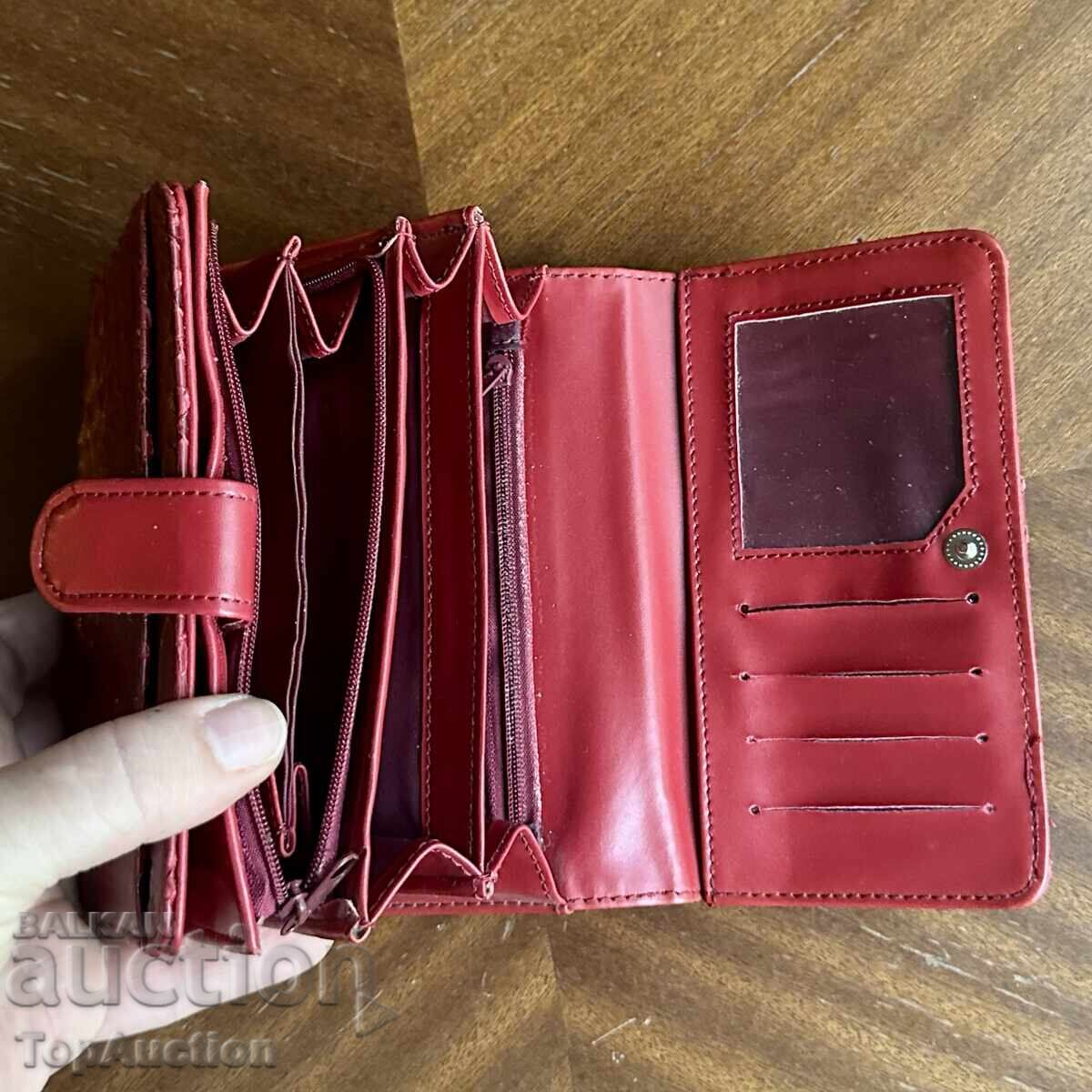 Auction  Red Reserved women's organizer wallet - snakeskin texture