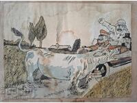 Картина, шарж, 1950-те год.