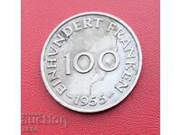 Germania-Saarland/ocupație franceză/-100 franci 1955